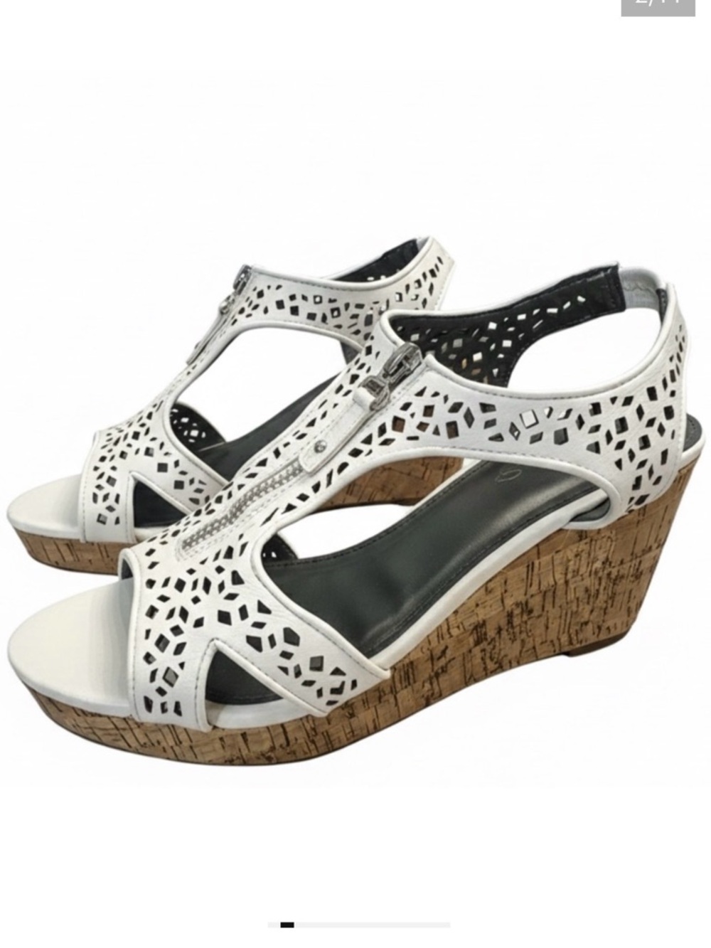 Diba Nala II Women Open Toe White Wedge Sandals 7.5